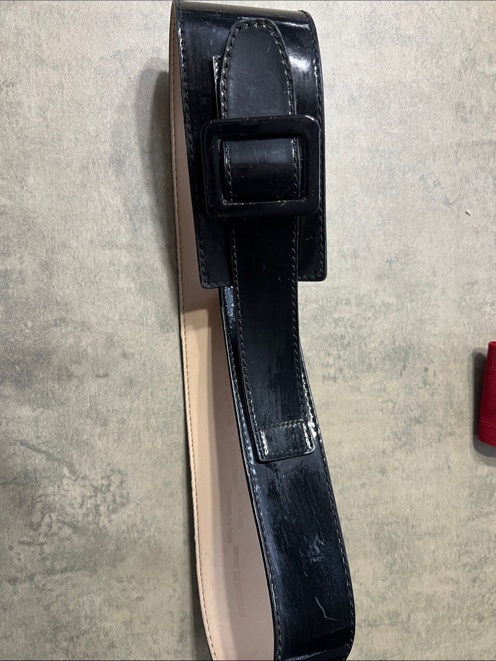 le chateau Black Patent Wide Waist Belt with Buckle